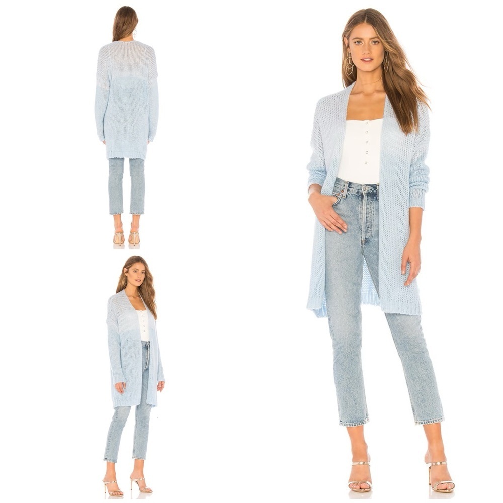 Revolve Tularosa PAYSON Ombré Mohair blend Longline Duster Open Knit Cardigan M‌